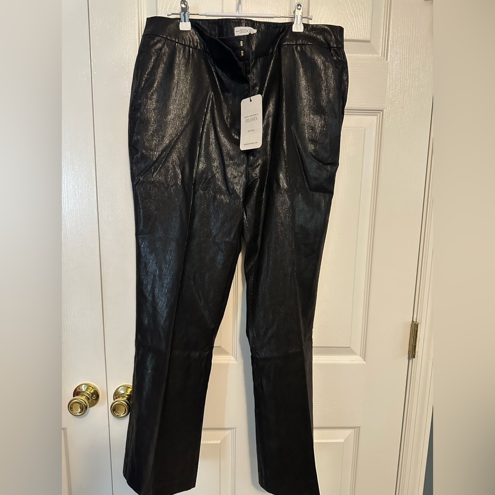 NWT sedge apparel Black Shiny Pants